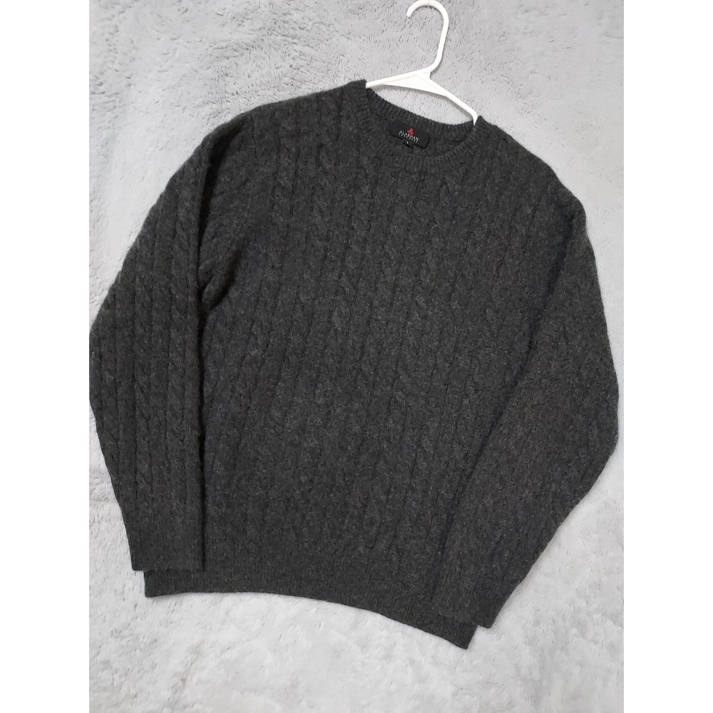 Alashan Pullover Mens Large Cashmere Cable Knit Crewneck Gray Soft Lightweight